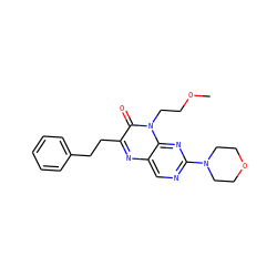 COCCn1c(=O)c(CCc2ccccc2)nc2cnc(N3CCOCC3)nc21 ZINC000004238936