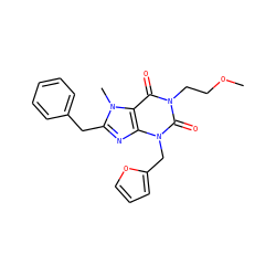 COCCn1c(=O)c2c(nc(Cc3ccccc3)n2C)n(Cc2ccco2)c1=O ZINC000045384931