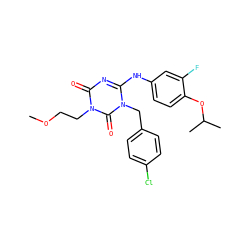 COCCn1c(=O)nc(Nc2ccc(OC(C)C)c(F)c2)n(Cc2ccc(Cl)cc2)c1=O ZINC000200529599