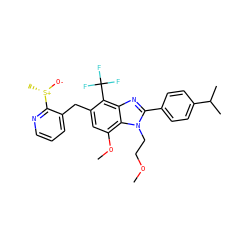 COCCn1c(-c2ccc(C(C)C)cc2)nc2c(C(F)(F)F)c(Cc3cccnc3[S@+](C)[O-])cc(OC)c21 ZINC000043173462