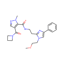 COCCn1cc(-c2ccccc2)nc1CCNC(=O)c1c(C(=O)N2CCC2)cnn1C ZINC000144084829