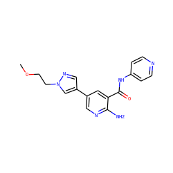 COCCn1cc(-c2cnc(N)c(C(=O)Nc3ccncc3)c2)cn1 ZINC000150133813