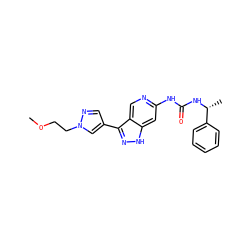 COCCn1cc(-c2n[nH]c3cc(NC(=O)N[C@H](C)c4ccccc4)ncc23)cn1 ZINC000261136707