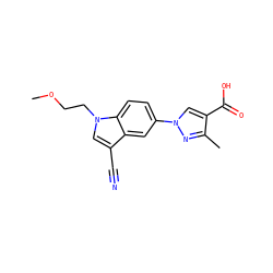 COCCn1cc(C#N)c2cc(-n3cc(C(=O)O)c(C)n3)ccc21 ZINC000116761653
