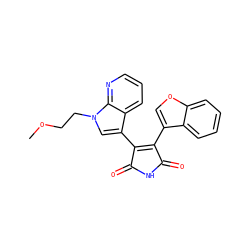 COCCn1cc(C2=C(c3coc4ccccc34)C(=O)NC2=O)c2cccnc21 ZINC000096929148