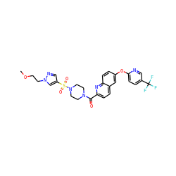 COCCn1cc(S(=O)(=O)N2CCN(C(=O)c3ccc4cc(Oc5ccc(C(F)(F)F)cn5)ccc4n3)CC2)cn1 ZINC001772649018