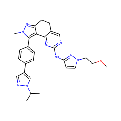 COCCn1ccc(Nc2ncc3c(n2)-c2c(nn(C)c2-c2ccc(-c4cnn(C(C)C)c4)cc2)CC3)n1 ZINC000224951521