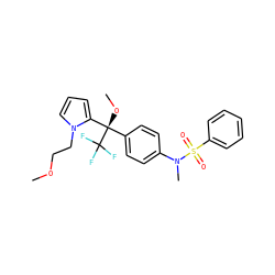 COCCn1cccc1[C@](OC)(c1ccc(N(C)S(=O)(=O)c2ccccc2)cc1)C(F)(F)F ZINC000084605095
