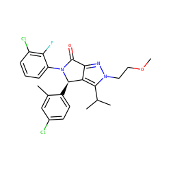 COCCn1nc2c(c1C(C)C)[C@@H](c1ccc(Cl)cc1C)N(c1cccc(Cl)c1F)C2=O ZINC000206134068