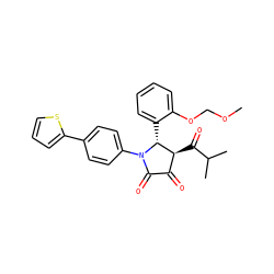 COCOc1ccccc1[C@@H]1[C@@H](C(=O)C(C)C)C(=O)C(=O)N1c1ccc(-c2cccs2)cc1 ZINC000169695459