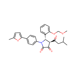 COCOc1ccccc1[C@@H]1[C@@H](C(=O)CC(C)C)C(=O)C(=O)N1c1ccc(-c2ccc(C)o2)cc1 ZINC000169696018