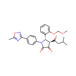 COCOc1ccccc1[C@@H]1[C@@H](C(=O)CC(C)C)C(=O)C(=O)N1c1ccc(-c2noc(C)n2)cc1 ZINC000169695769