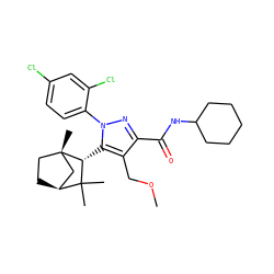 COCc1c(C(=O)NC2CCCCC2)nn(-c2ccc(Cl)cc2Cl)c1[C@@H]1C(C)(C)[C@H]2CC[C@@]1(C)C2 ZINC000103155817