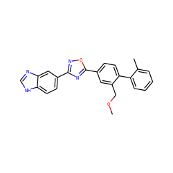 COCc1cc(-c2nc(-c3ccc4[nH]cnc4c3)no2)ccc1-c1ccccc1C ZINC000118846493