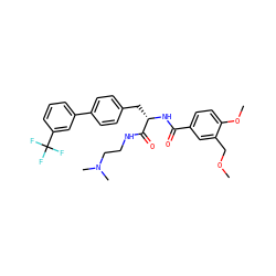 COCc1cc(C(=O)N[C@@H](Cc2ccc(-c3cccc(C(F)(F)F)c3)cc2)C(=O)NCCN(C)C)ccc1OC ZINC000299822441