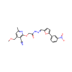 COCc1cc(C)nc(OCC(=O)N/N=C/c2ccc(-c3cccc([N+](=O)[O-])c3)o2)c1C#N ZINC000008424438