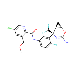 COCc1cc(Cl)cnc1C(=O)Nc1ccc(F)c([C@@]2(C(F)F)N=C(N)O[C@@H]3C[C@@H]32)c1 ZINC000226105028
