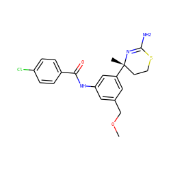 COCc1cc(NC(=O)c2ccc(Cl)cc2)cc([C@@]2(C)CCSC(N)=N2)c1 ZINC000096174299