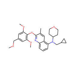 COCc1cc(OC)c(Oc2nc3cccc(N(CC4CC4)C4CCOCC4)c3cc2C)c(OC)c1 ZINC000084758913
