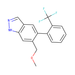 COCc1cc2[nH]ncc2cc1-c1ccccc1C(F)(F)F ZINC000169326341