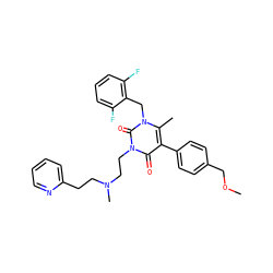 COCc1ccc(-c2c(C)n(Cc3c(F)cccc3F)c(=O)n(CCN(C)CCc3ccccn3)c2=O)cc1 ZINC000028260034