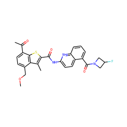 COCc1ccc(C(C)=O)c2sc(C(=O)Nc3ccc4c(C(=O)N5CC(F)C5)cccc4n3)c(C)c12 ZINC001772629844