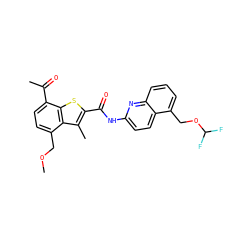 COCc1ccc(C(C)=O)c2sc(C(=O)Nc3ccc4c(COC(F)F)cccc4n3)c(C)c12 ZINC001772654323
