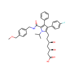 COCc1ccc(CNC(=O)c2c(-c3ccccc3)c(-c3ccc(F)cc3)c(CC[C@@H](O)C[C@@H](O)CC(=O)O)n2C(C)C)cc1 ZINC000028951265
