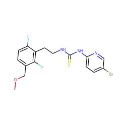 COCc1ccc(F)c(CCNC(=S)Nc2ccc(Br)cn2)c1F ZINC000013759859
