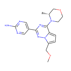 COCc1ccc2c(N3CCOC[C@H]3C)nc(-c3cnc(N)nc3)nn12 ZINC000473107773