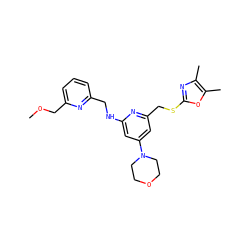 COCc1cccc(CNc2cc(N3CCOCC3)cc(CSc3nc(C)c(C)o3)n2)n1 ZINC000045244990