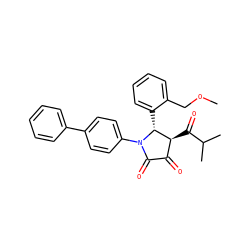COCc1ccccc1[C@@H]1[C@@H](C(=O)C(C)C)C(=O)C(=O)N1c1ccc(-c2ccccc2)cc1 ZINC000169695644