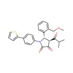 COCc1ccccc1[C@@H]1[C@@H](C(=O)C(C)C)C(=O)C(=O)N1c1ccc(-c2cccs2)cc1 ZINC000169695411