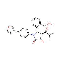 COCc1ccccc1[C@@H]1[C@@H](C(=O)C(C)C)C(=O)C(=O)N1c1ccc(-c2ccoc2)cc1 ZINC000169695387