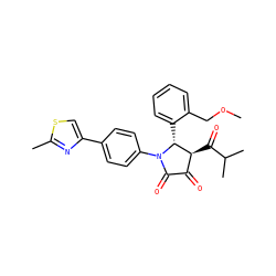 COCc1ccccc1[C@@H]1[C@@H](C(=O)C(C)C)C(=O)C(=O)N1c1ccc(-c2csc(C)n2)cc1 ZINC000169696138