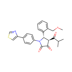 COCc1ccccc1[C@@H]1[C@@H](C(=O)C(C)C)C(=O)C(=O)N1c1ccc(-c2cscn2)cc1 ZINC000169696114