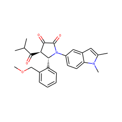 COCc1ccccc1[C@@H]1[C@@H](C(=O)C(C)C)C(=O)C(=O)N1c1ccc2c(c1)cc(C)n2C ZINC000169695906