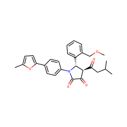 COCc1ccccc1[C@@H]1[C@@H](C(=O)CC(C)C)C(=O)C(=O)N1c1ccc(-c2ccc(C)o2)cc1 ZINC000169696010