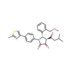 COCc1ccccc1[C@@H]1[C@@H](C(=O)CC(C)C)C(=O)C(=O)N1c1ccc(-c2csc(C)n2)cc1 ZINC000169696146