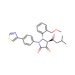 COCc1ccccc1[C@@H]1[C@@H](C(=O)CC(C)C)C(=O)C(=O)N1c1ccc(-c2cscn2)cc1 ZINC000169696130