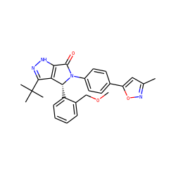 COCc1ccccc1[C@@H]1c2c(C(C)(C)C)n[nH]c2C(=O)N1c1ccc(-c2cc(C)no2)cc1 ZINC000096177076