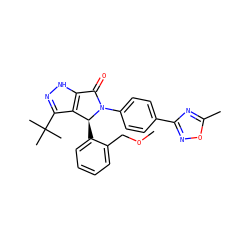 COCc1ccccc1[C@H]1c2c(C(C)(C)C)n[nH]c2C(=O)N1c1ccc(-c2noc(C)n2)cc1 ZINC000096177077
