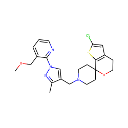 COCc1cccnc1-n1cc(CN2CCC3(CC2)OCCc2cc(Cl)sc23)c(C)n1 ZINC000117170134