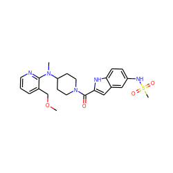 COCc1cccnc1N(C)C1CCN(C(=O)c2cc3cc(NS(C)(=O)=O)ccc3[nH]2)CC1 ZINC000013801189