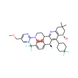 COCc1cnc(N2CCC(c3nc4c(c(C5CCC(F)(F)CC5)c3[C@@H](F)c3ccc(C(F)(F)F)cc3)[C@@H](O)CC(C)(C)C4)CC2)nc1 ZINC000218222966