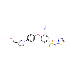 COCc1cnn(-c2ccc(Oc3ccc(S(=O)(=O)Nc4nccs4)cc3C#N)cc2)c1 ZINC000095581723