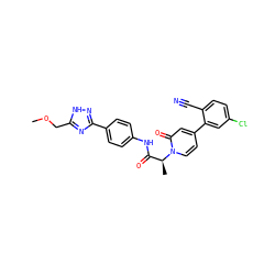 COCc1nc(-c2ccc(NC(=O)[C@H](C)n3ccc(-c4cc(Cl)ccc4C#N)cc3=O)cc2)n[nH]1 ZINC001772575472