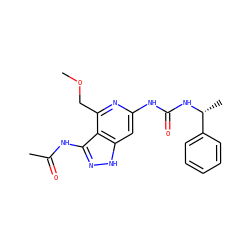 COCc1nc(NC(=O)N[C@H](C)c2ccccc2)cc2[nH]nc(NC(C)=O)c12 ZINC000210720440