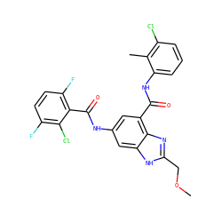 COCc1nc2c(C(=O)Nc3cccc(Cl)c3C)cc(NC(=O)c3c(F)ccc(F)c3Cl)cc2[nH]1 ZINC000205654963
