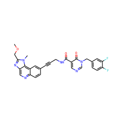 COCc1nc2cnc3ccc(C#CCNC(=O)c4cncn(Cc5ccc(F)c(F)c5)c4=O)cc3c2n1C ZINC000169710292